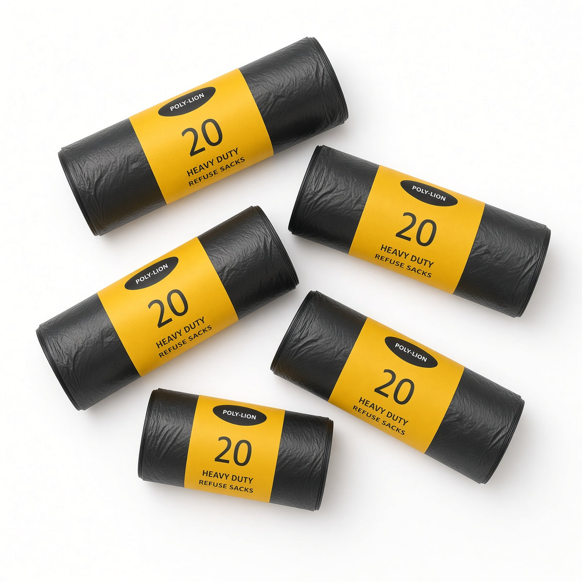 20 Pack Heavy Duty Black Bag Bin Liners
