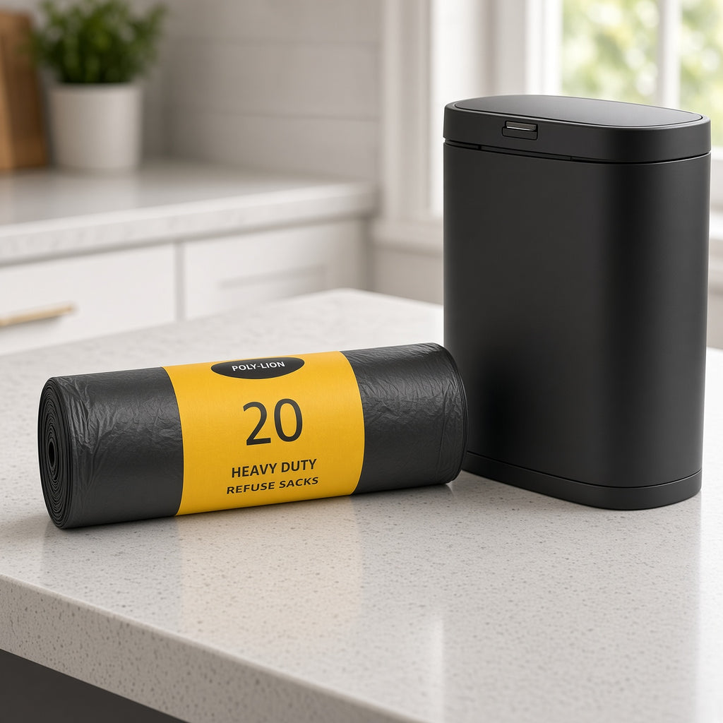 20 Pack Heavy Duty Black Bag Bin Liners