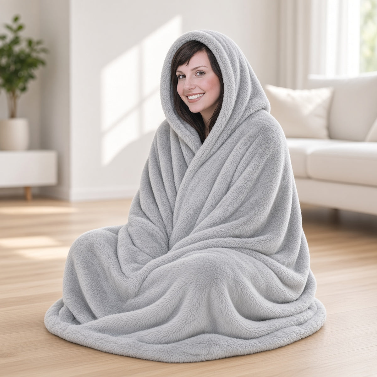 Fleece Lined Hooded Blanket Multiple Colours Available