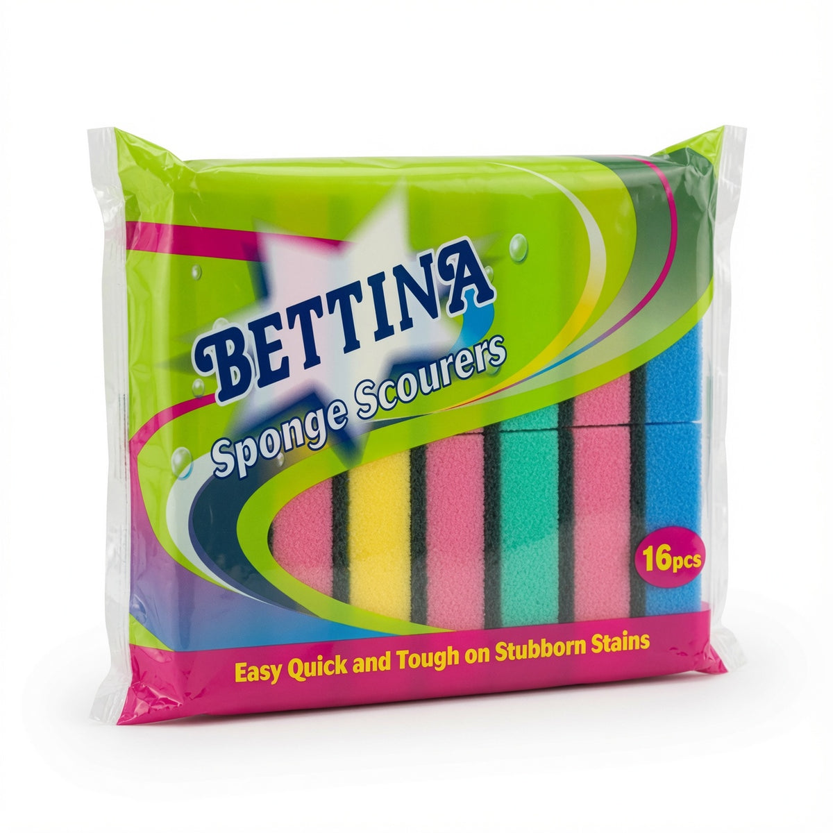 16 Pack Bettina Mutli Colour Kitchen Cleaning Scouring Pads