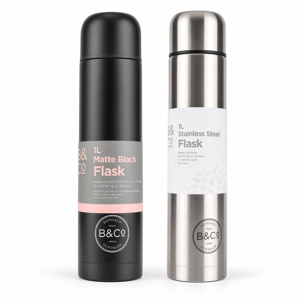 1L Stainless Steel Flasks 2 Colours Available