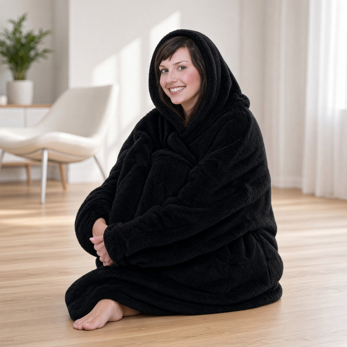Fleece Lined Hooded Blanket Multiple Colours Available