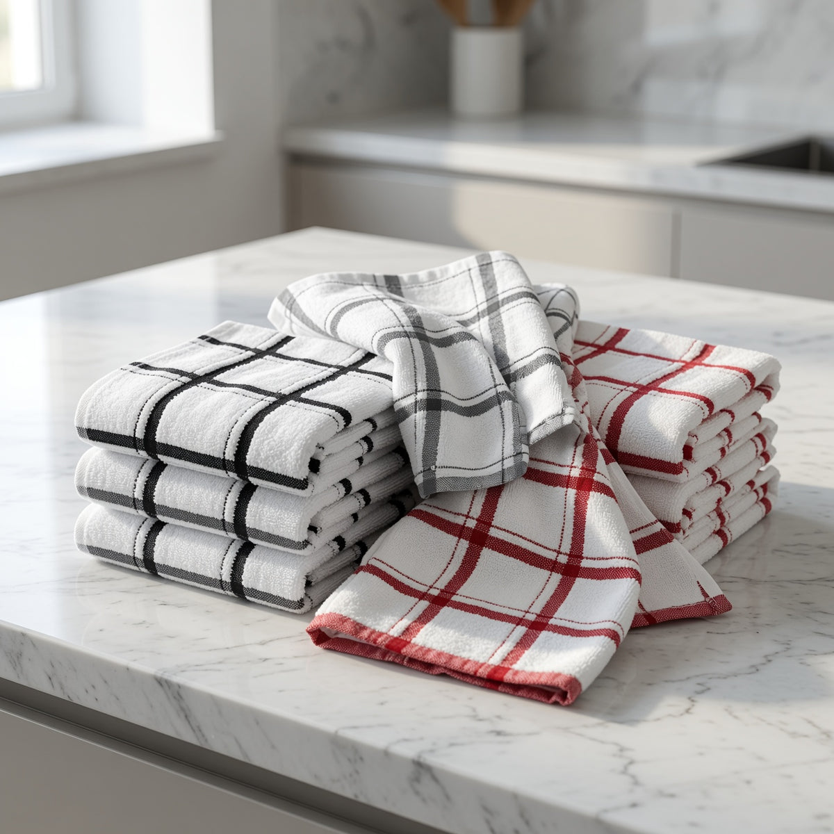 6 Pack Jumbo Tea Towels 2 Of Each Colour