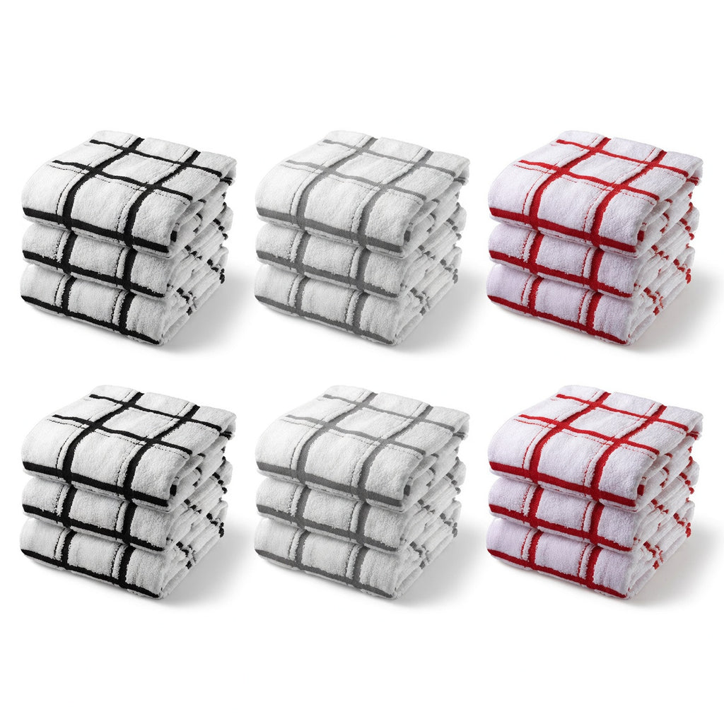6 Pack Jumbo Tea Towels 2 Of Each Colour