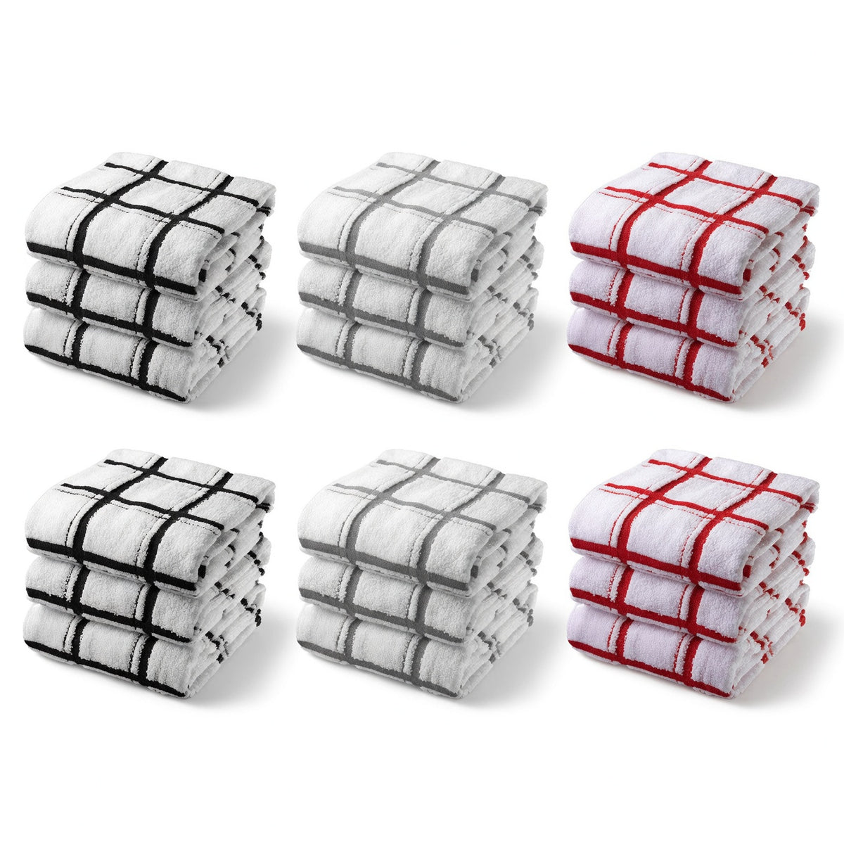 6 Pack Jumbo Tea Towels 2 Of Each Colour