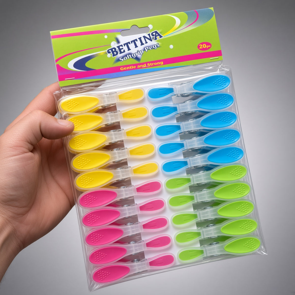 20 Pack Soft Grip Clothes Pegs