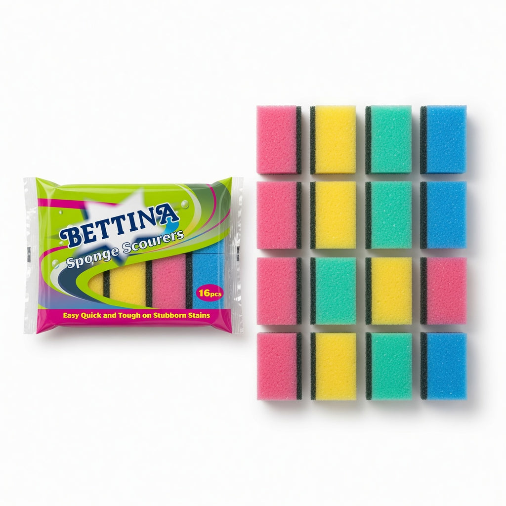 16 Pack Bettina Mutli Colour Kitchen Cleaning Scouring Pads