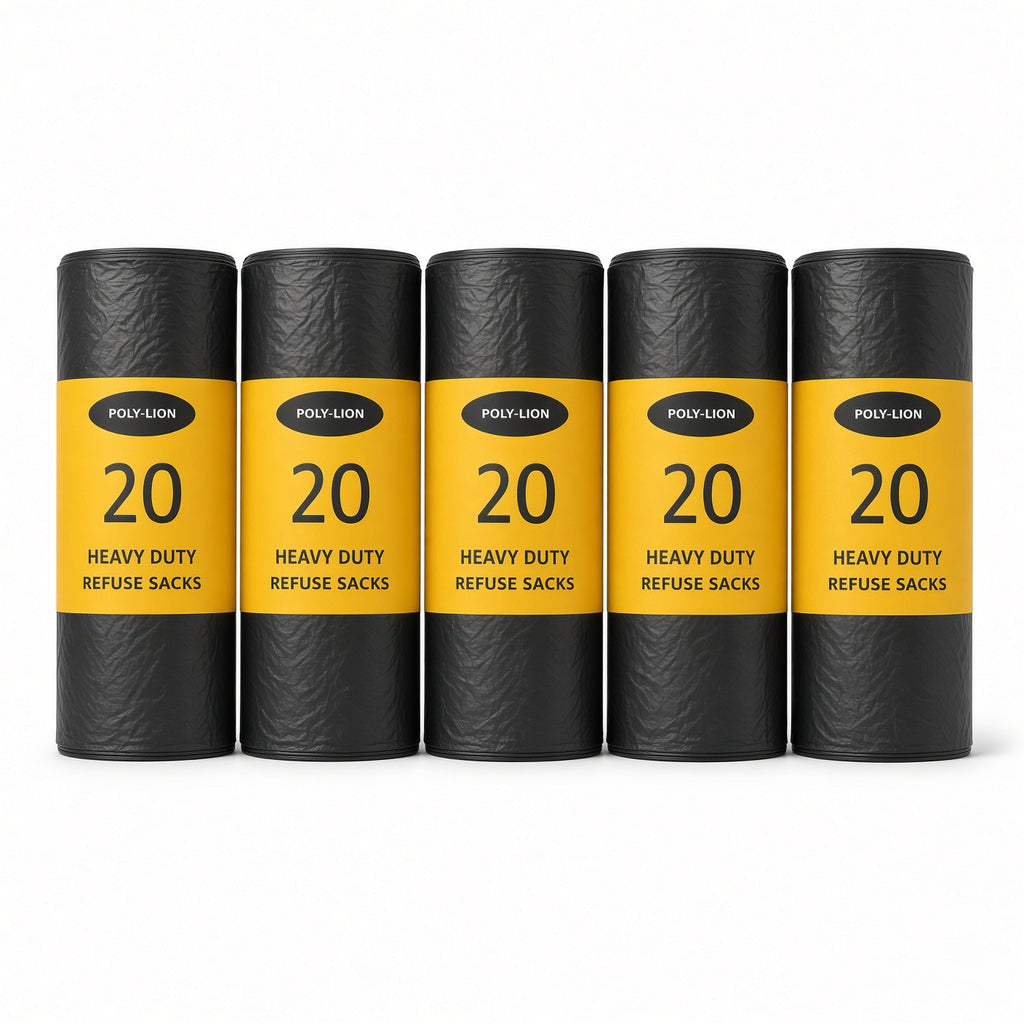 20 Pack Heavy Duty Black Bag Bin Liners