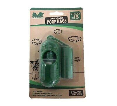 PetPro Biodegradable 30 Pack Poop Bags With Dispenser