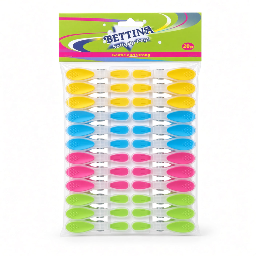20 Pack Soft Grip Clothes Pegs